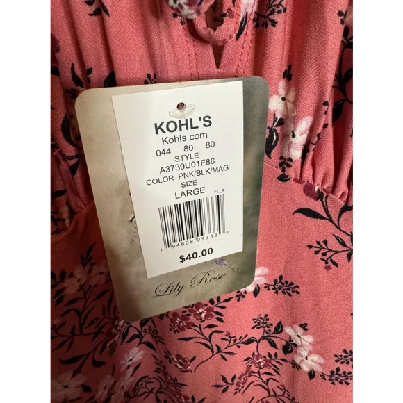 Women's Lily Rose Pink Floral Dress Size L - Picture 5 of 5